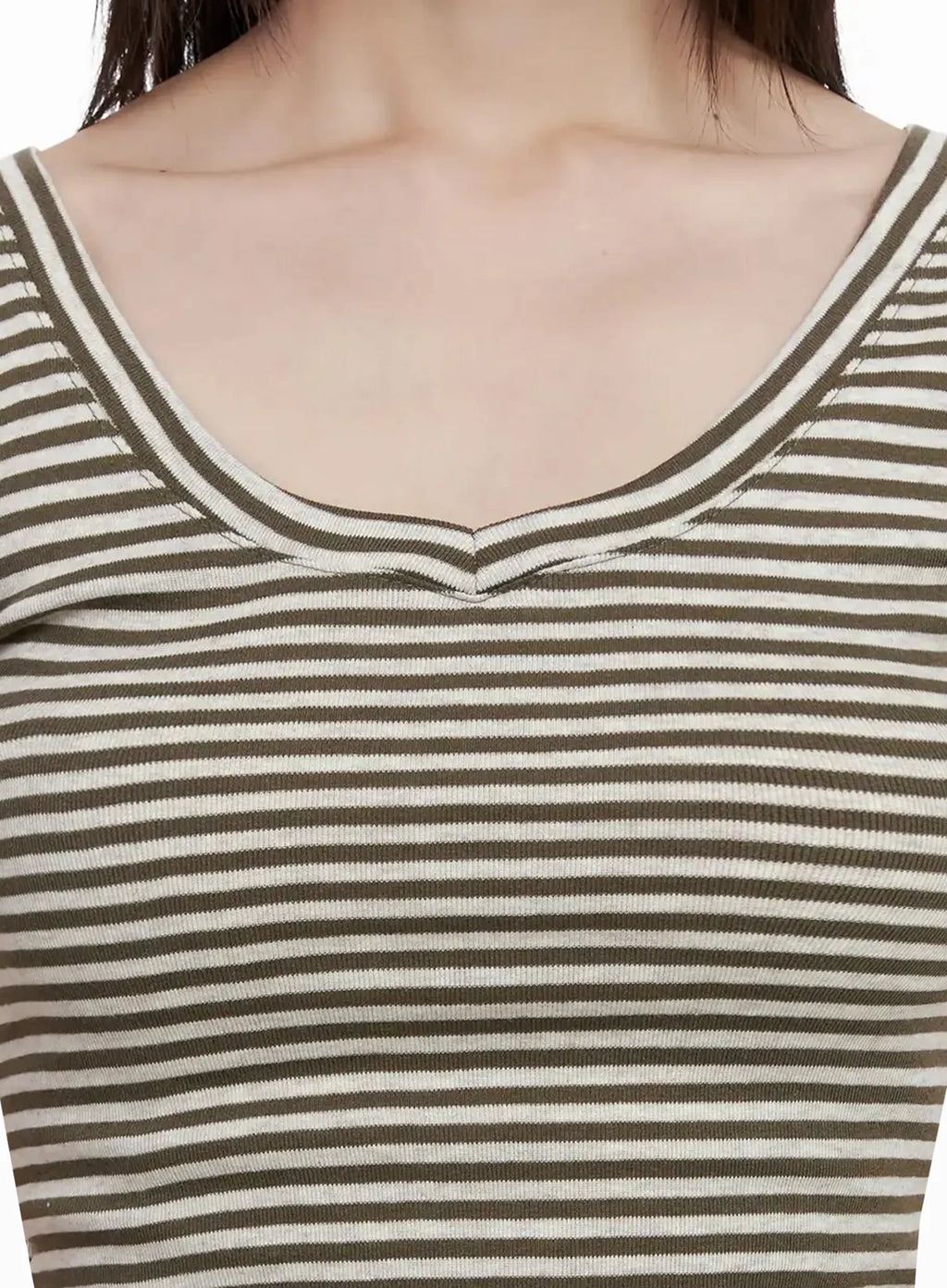 Striped V-Neck Short Sleeve Tee IL531