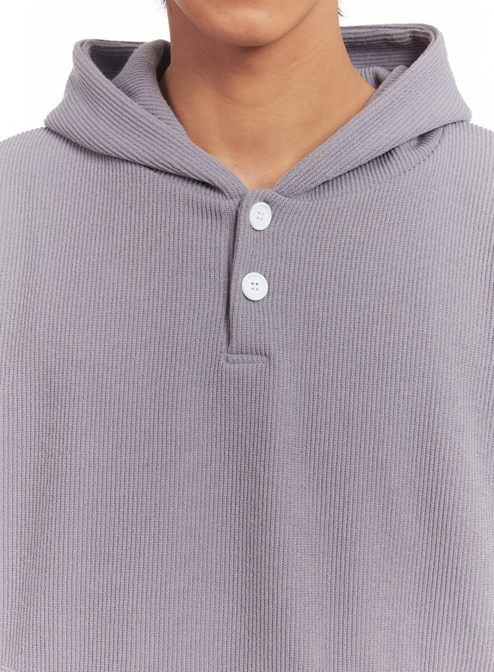 Men's Ribbed Buttoned Hoodie IA511