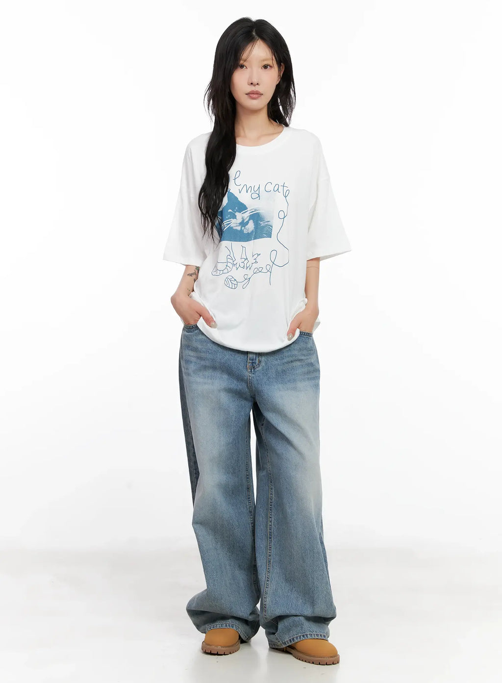 Koko Vintage-Wash Baggy Jeans CL528