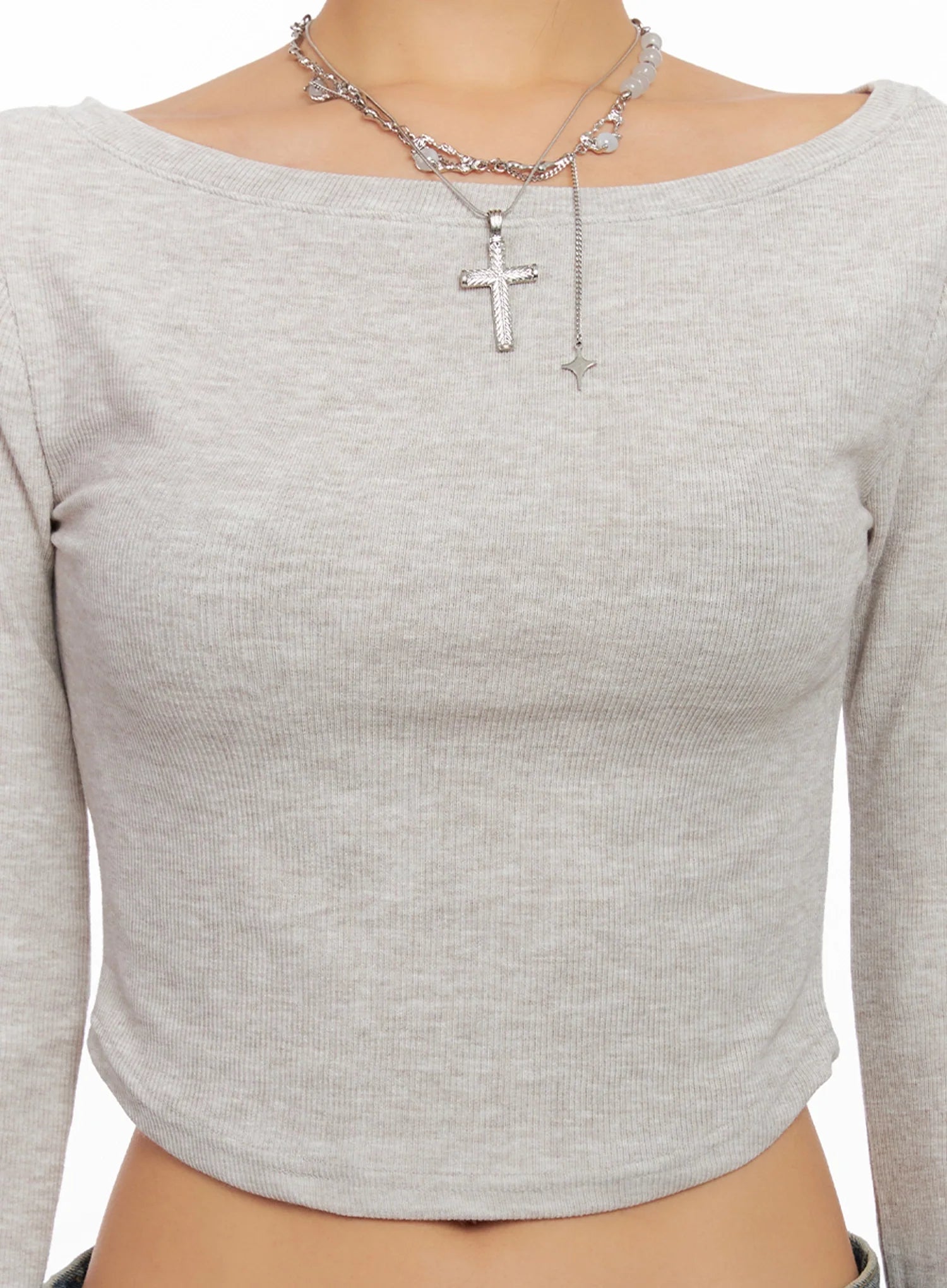 Slim Fit Wide Neck Crop Top IG527