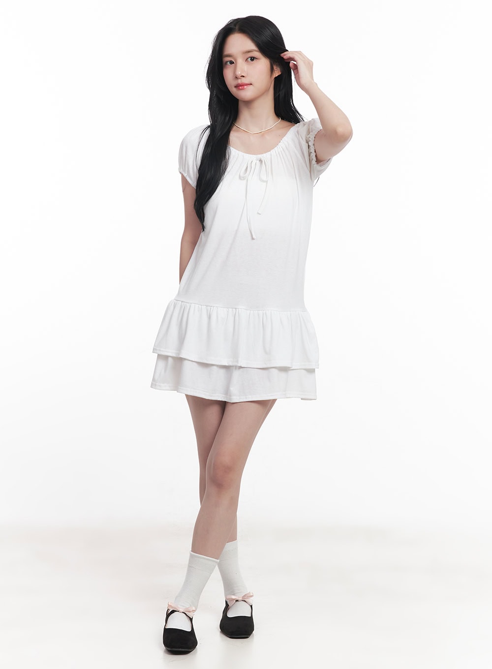 Ruffle Ribbon Mini Dress CY523