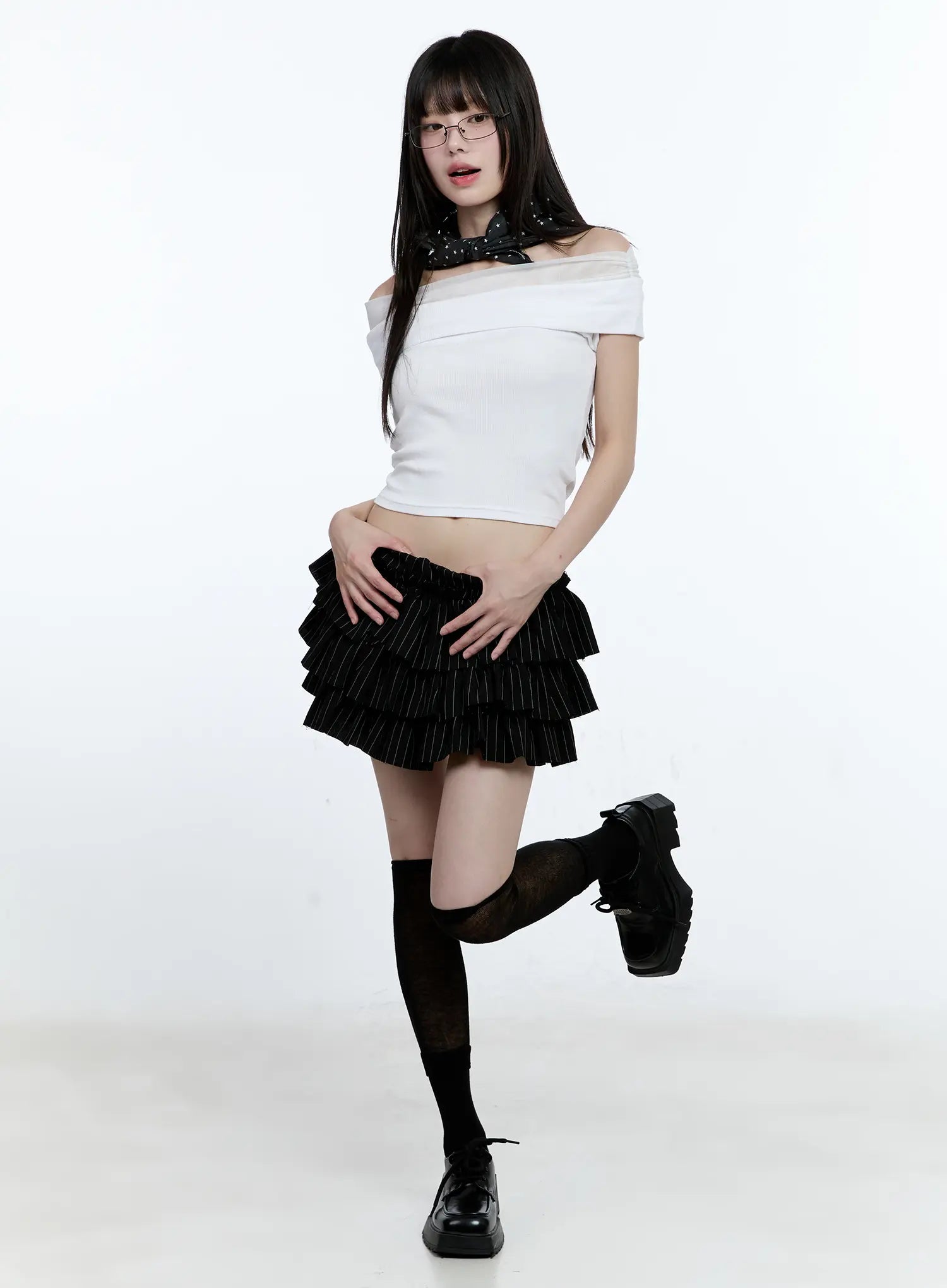 Tiered Stripe Mini Skirt CG507