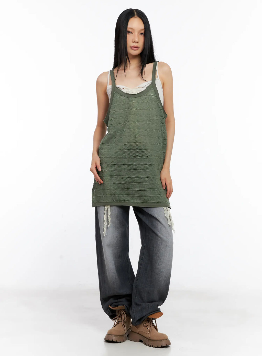 Striped Sheer Layered Tank CL529