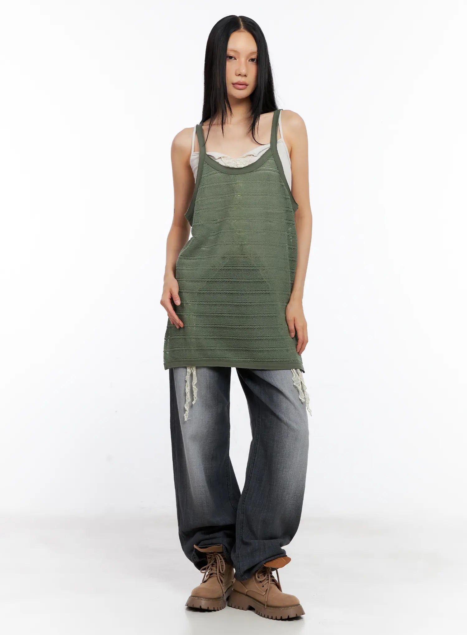 Striped Sheer Layered Tank CL529