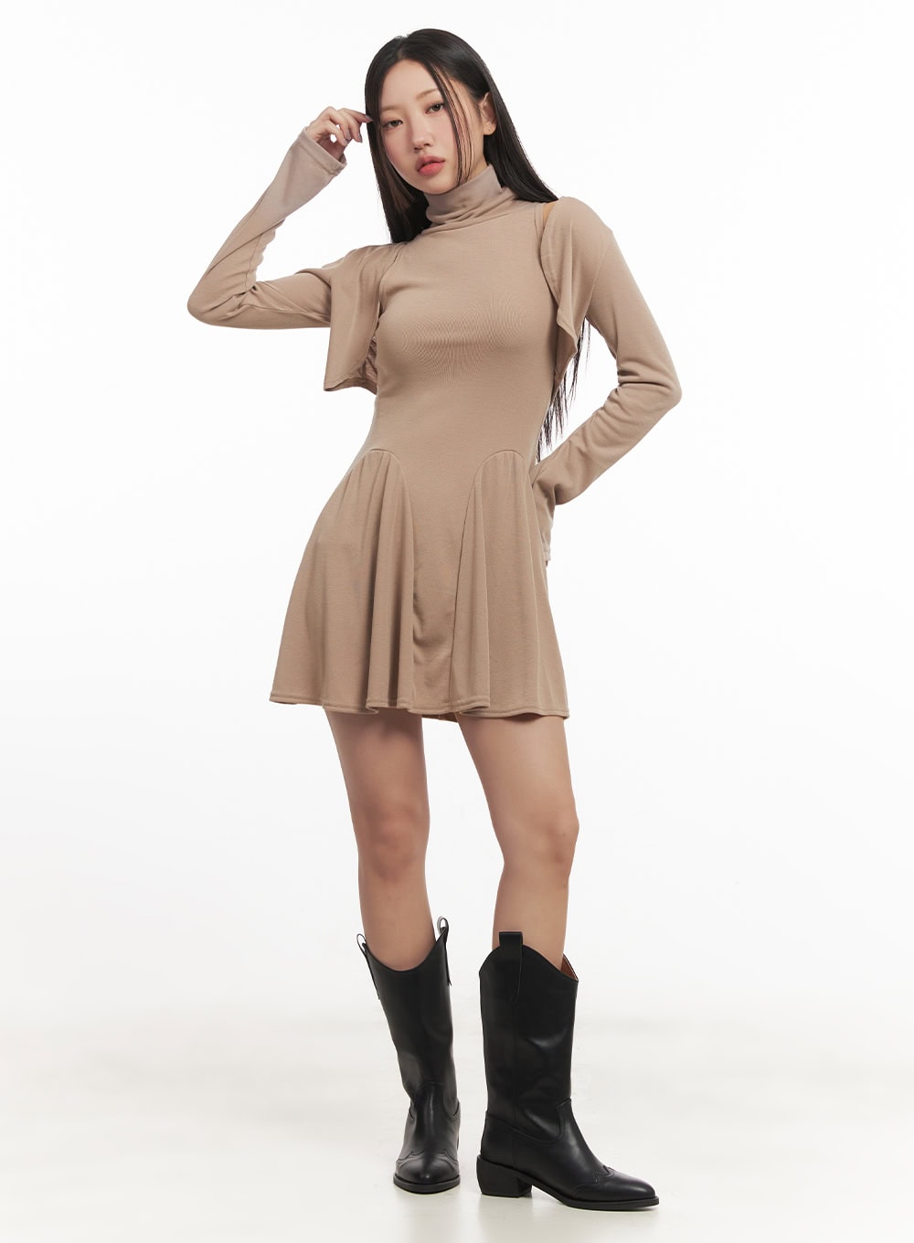 Sleeveless Turtleneck Dress & Bolero Set CF520
