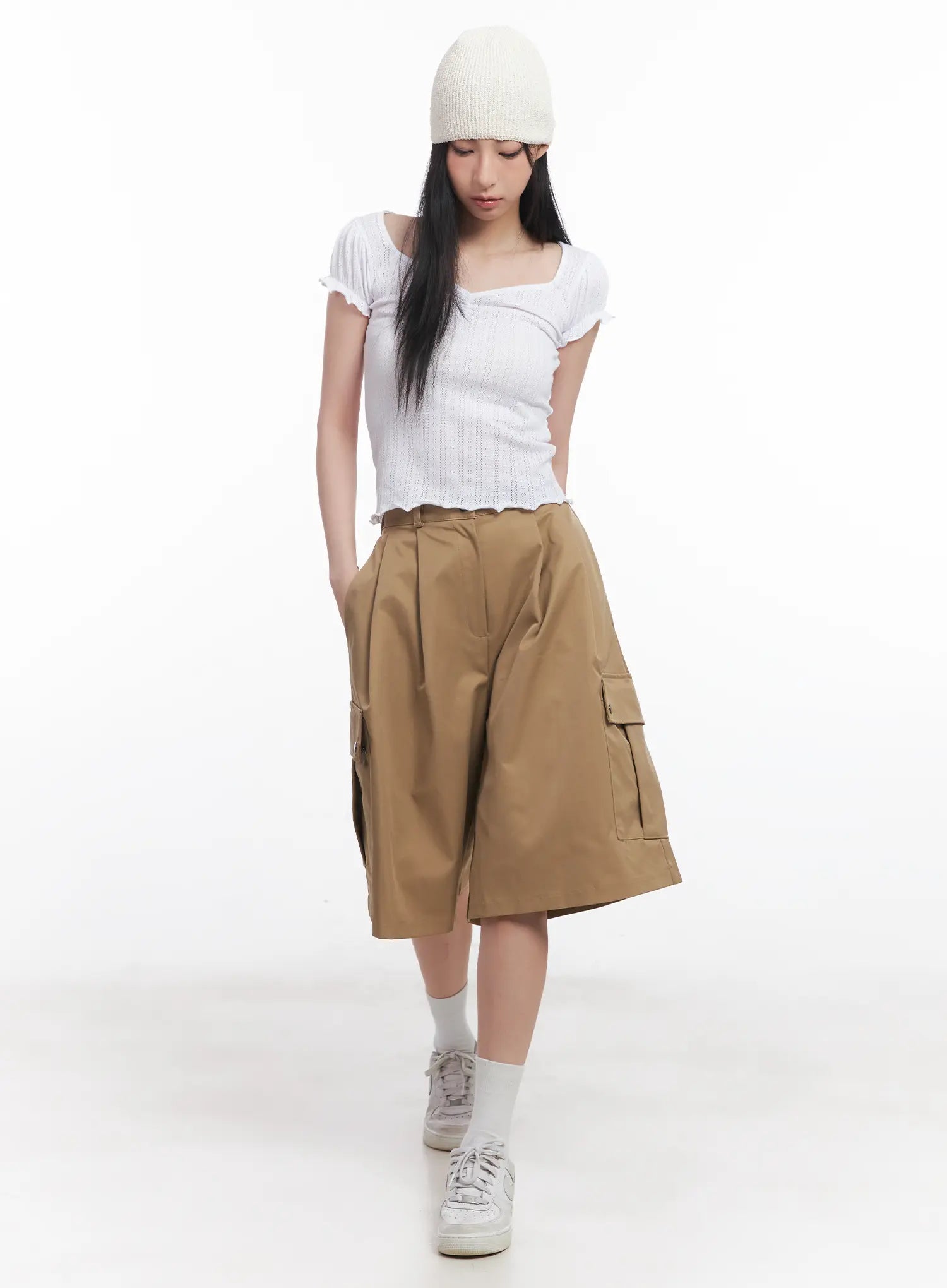 Frill V-Neck Crop Tee CU510