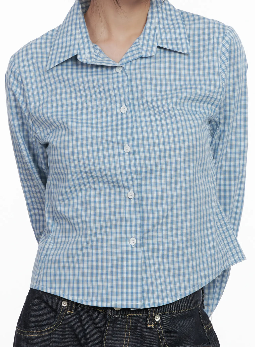 Plaid Button-Up Crop Shirt CG518