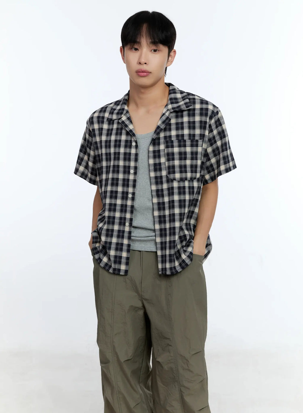 Men's Plaid Short Sleeve Shirt IG519
