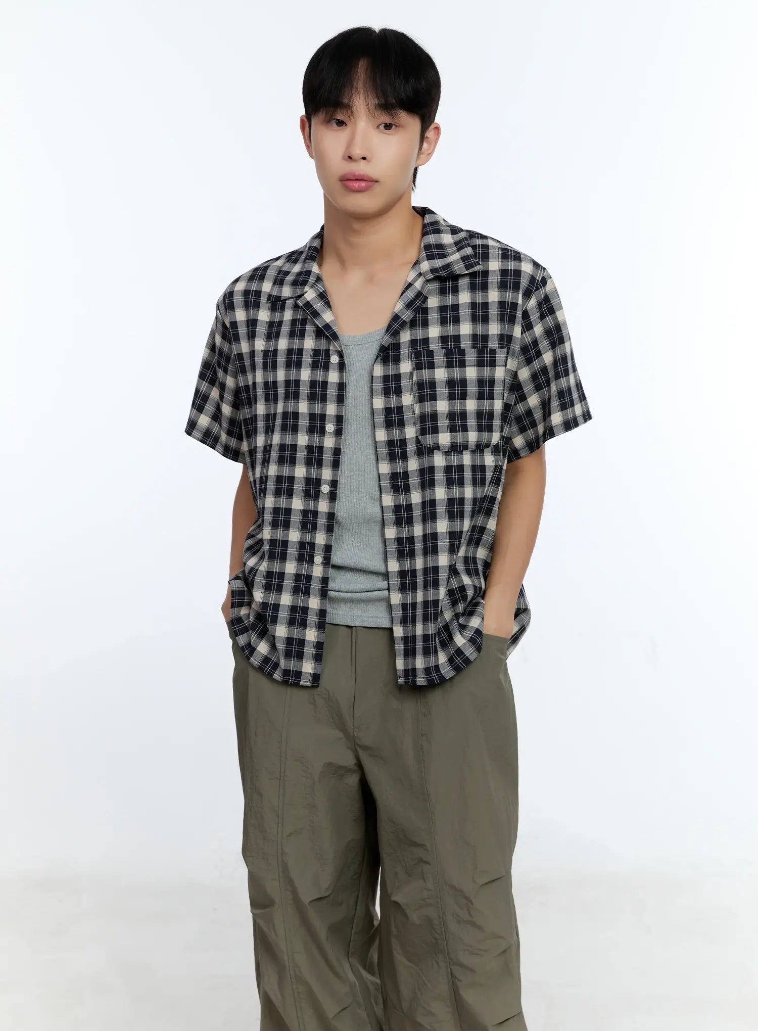 Men's Plaid Short Sleeve Shirt IG519