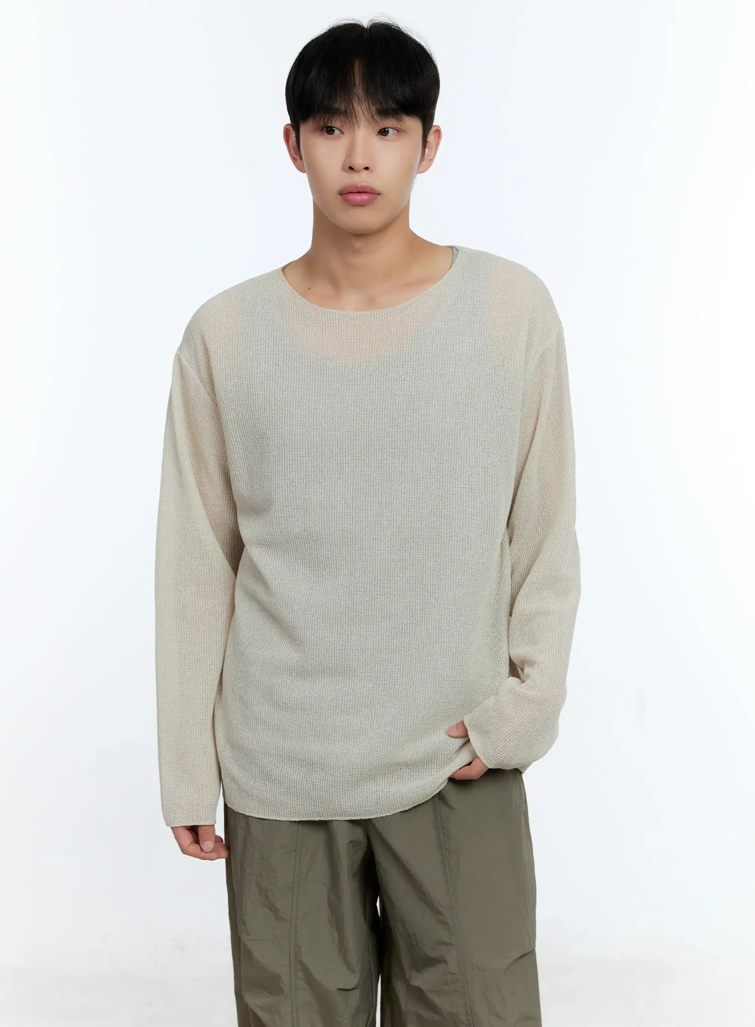 Men's Lightweight Long Sleeve Knit Top IG519