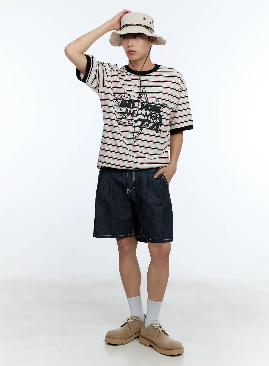 Men's Pleated Denim Jorts IL517