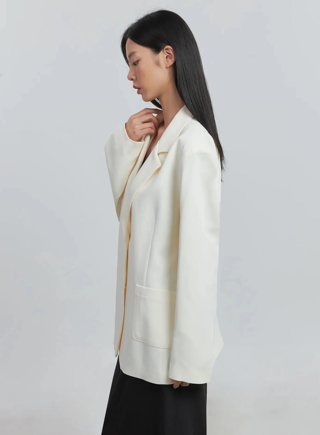 Classic Oversized Blazer (Light beige) IU512