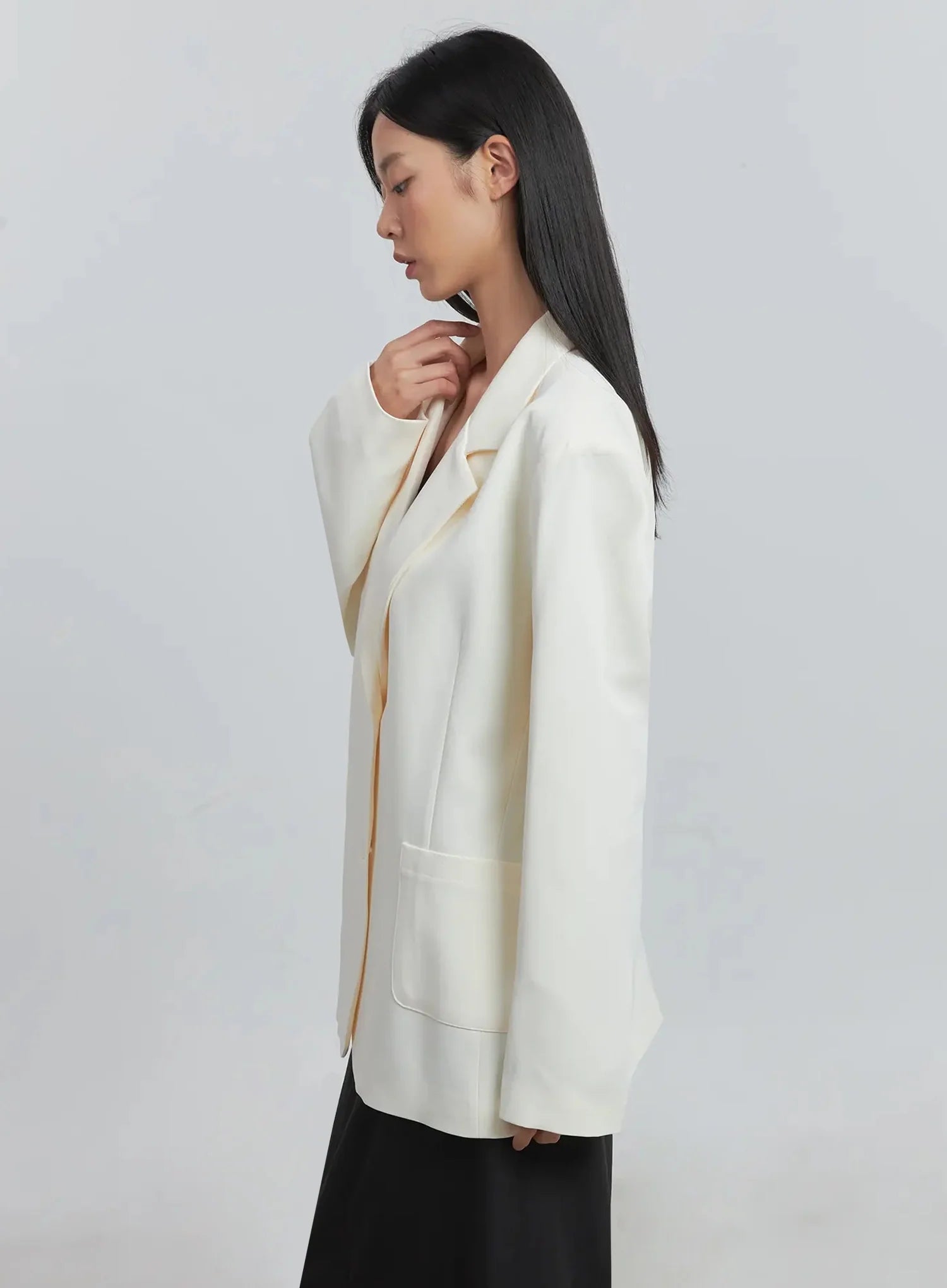 Classic Oversized Blazer (Light beige) IU512