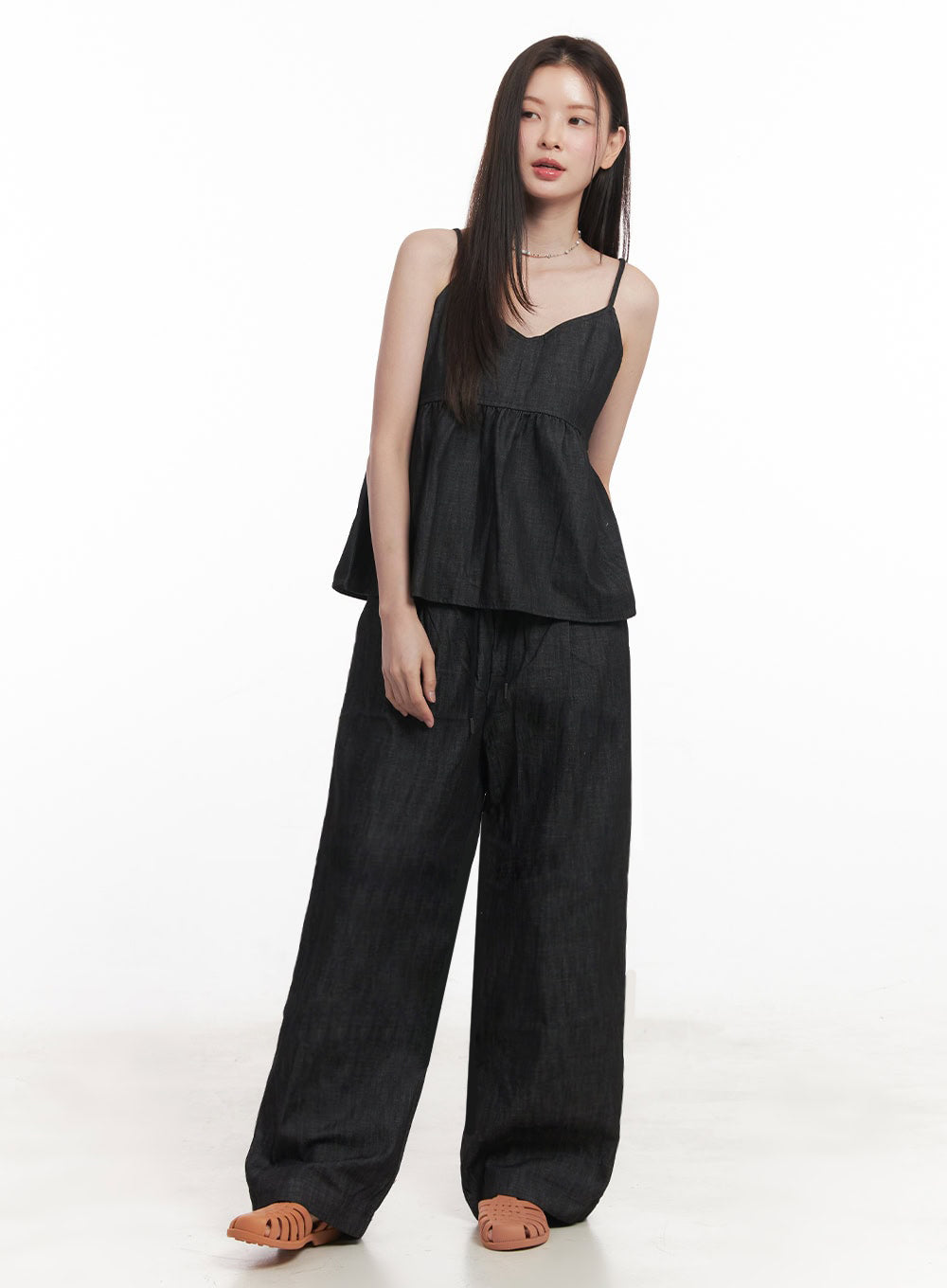 Cotton Denim Wide-Leg Pants IY509