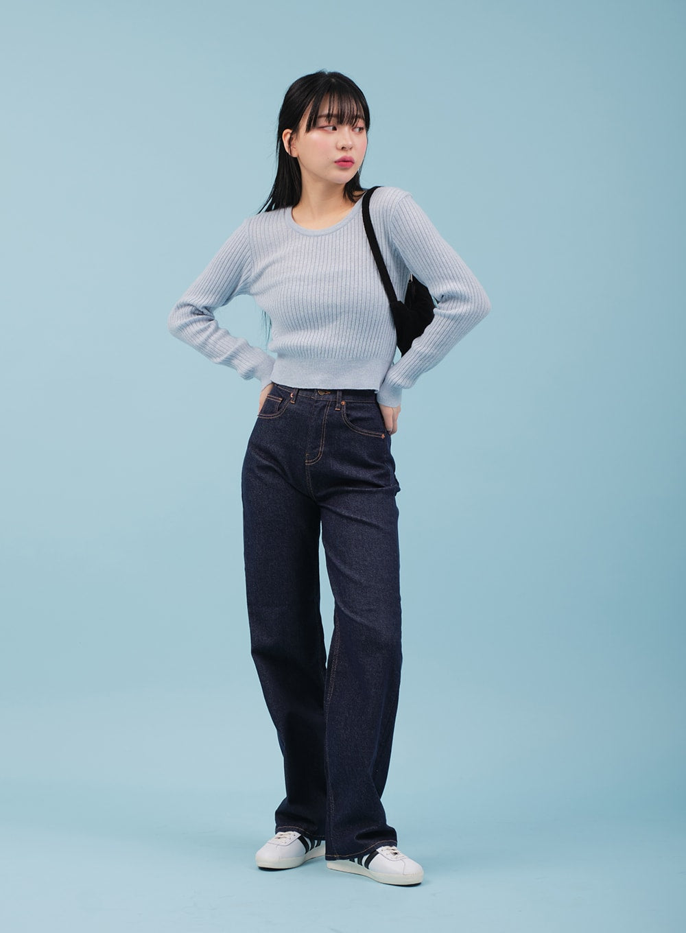 Ribbed Cropped Knit Top CM17