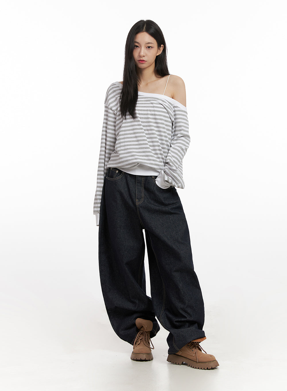 Loose-Fit Striped Drop-Shoulder Top CN426