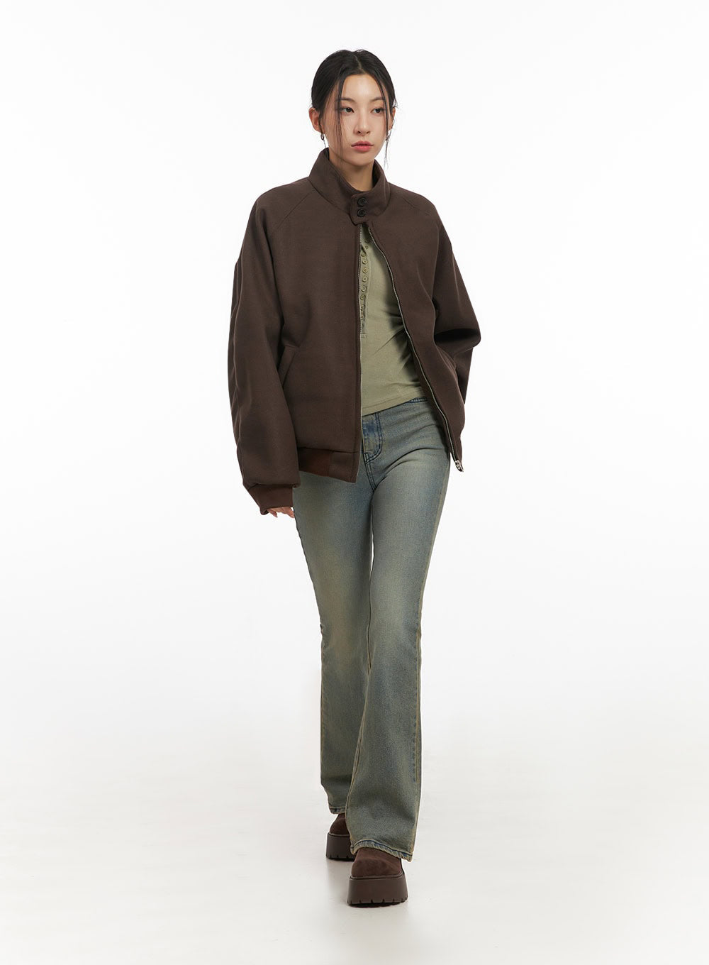 Cathy Washed Slim-Fit Flared Jeans IJ503