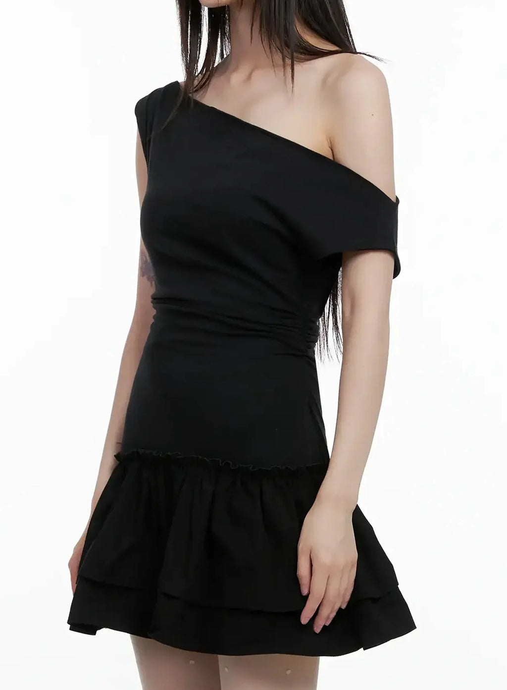 Asymmetrical Ruffle Off-Shoulder Dress IL531