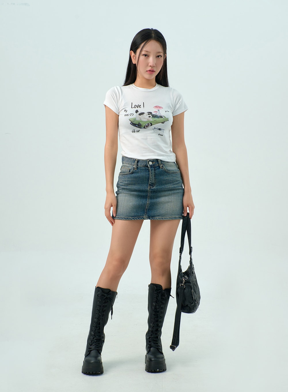 Mid-Wash Denim Skirt CY330