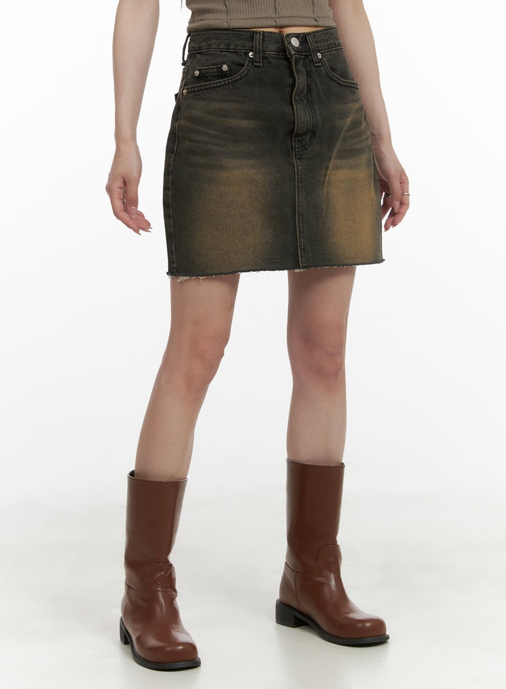 Vintage Washed Denim Mini Skirt CA430