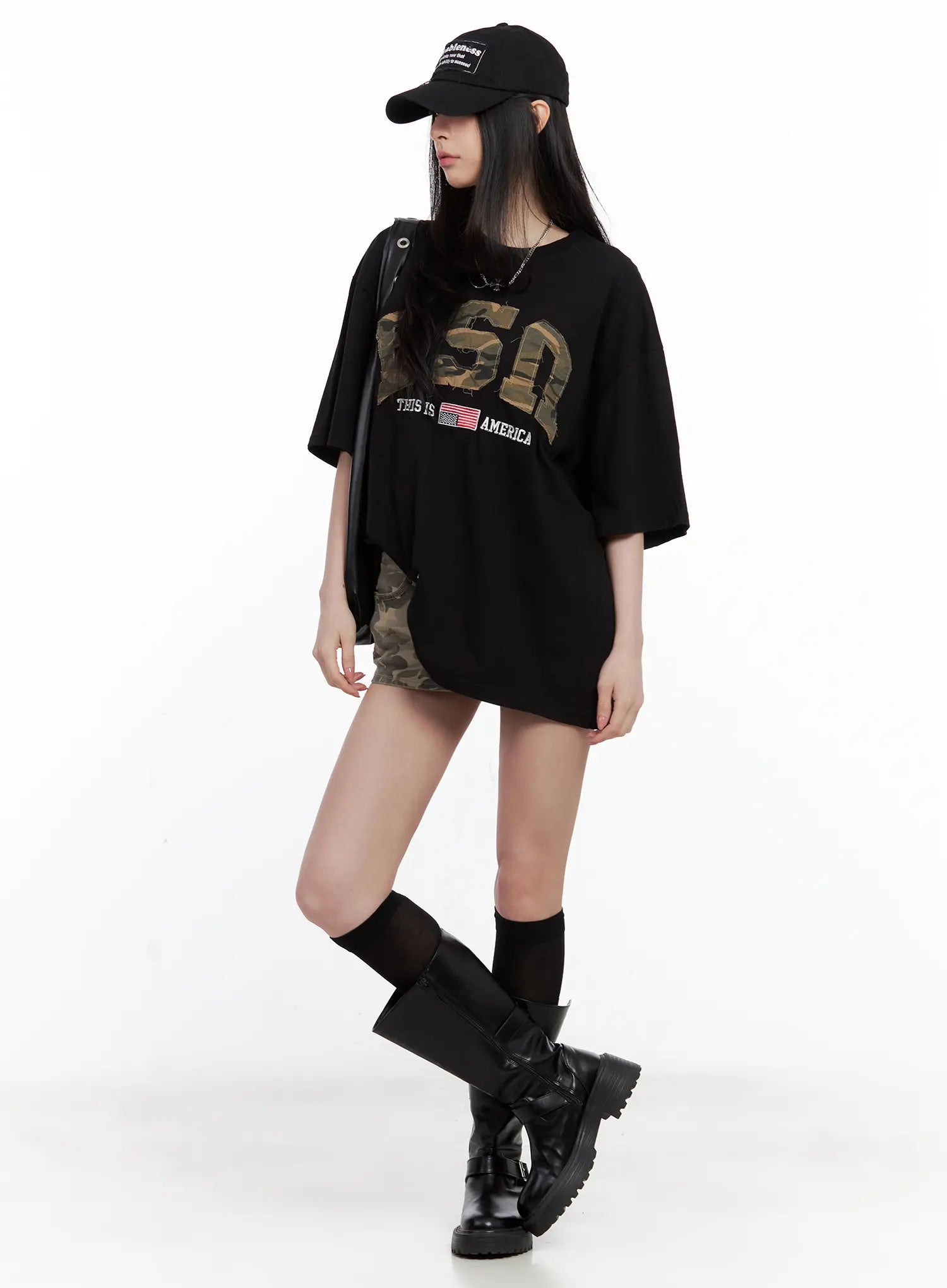 Distressed Camo Oversized Tee CU530