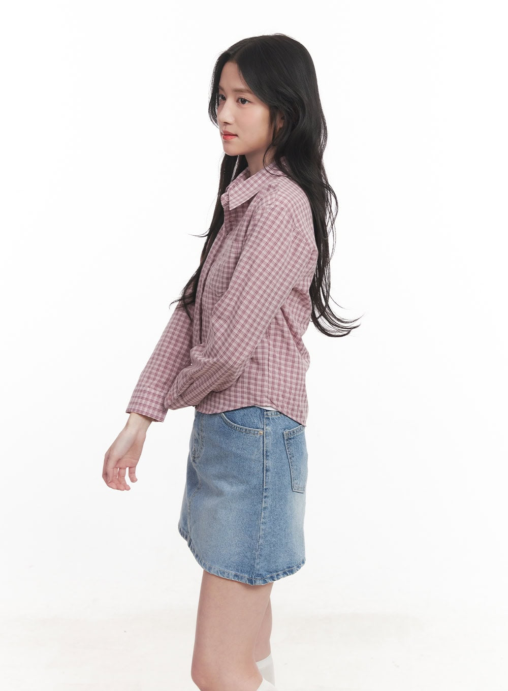 Picnic Checkered Crop Collared Shirt CA511
