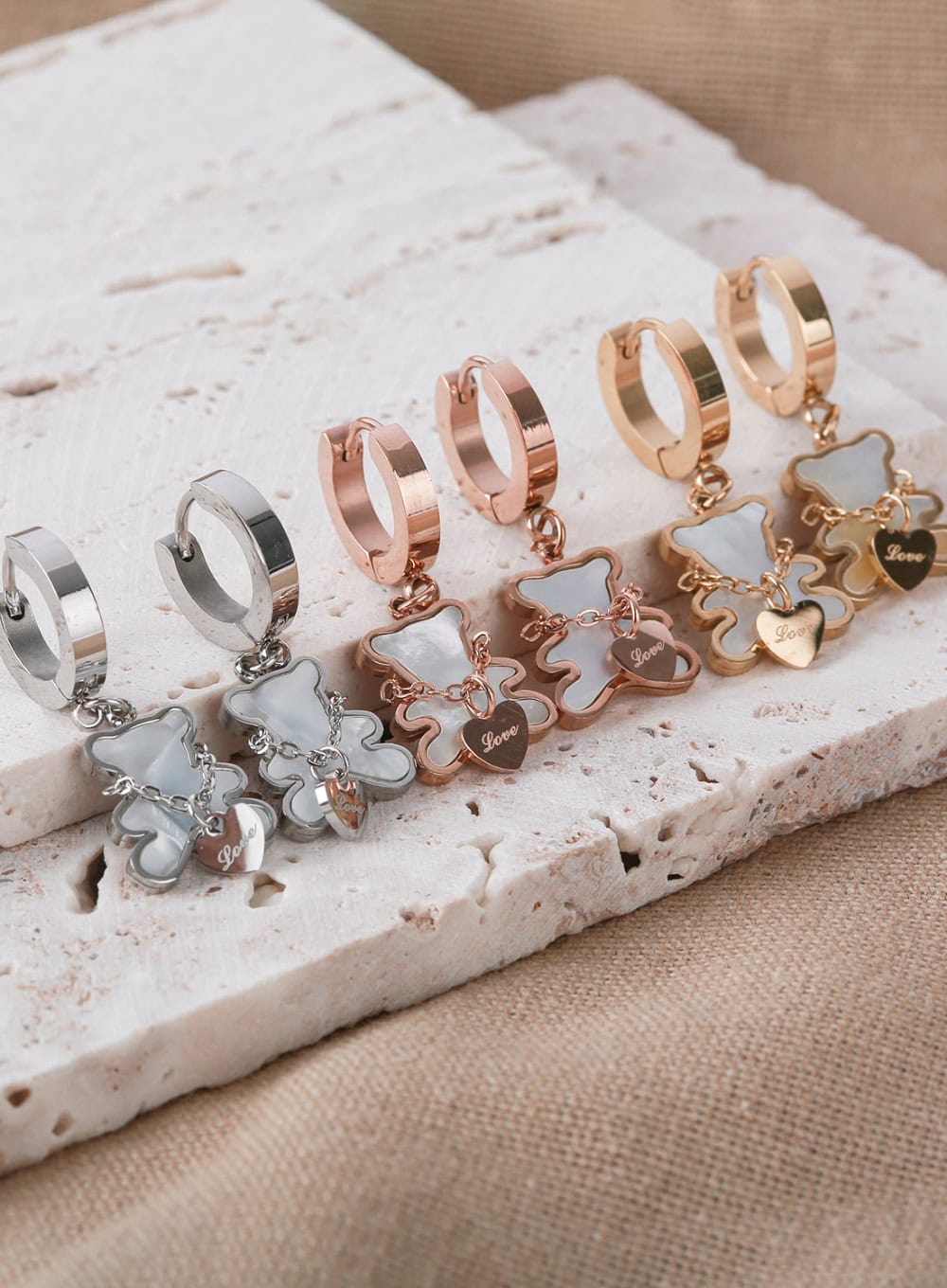 Heart Necklace Bear Ring Earrings IL404