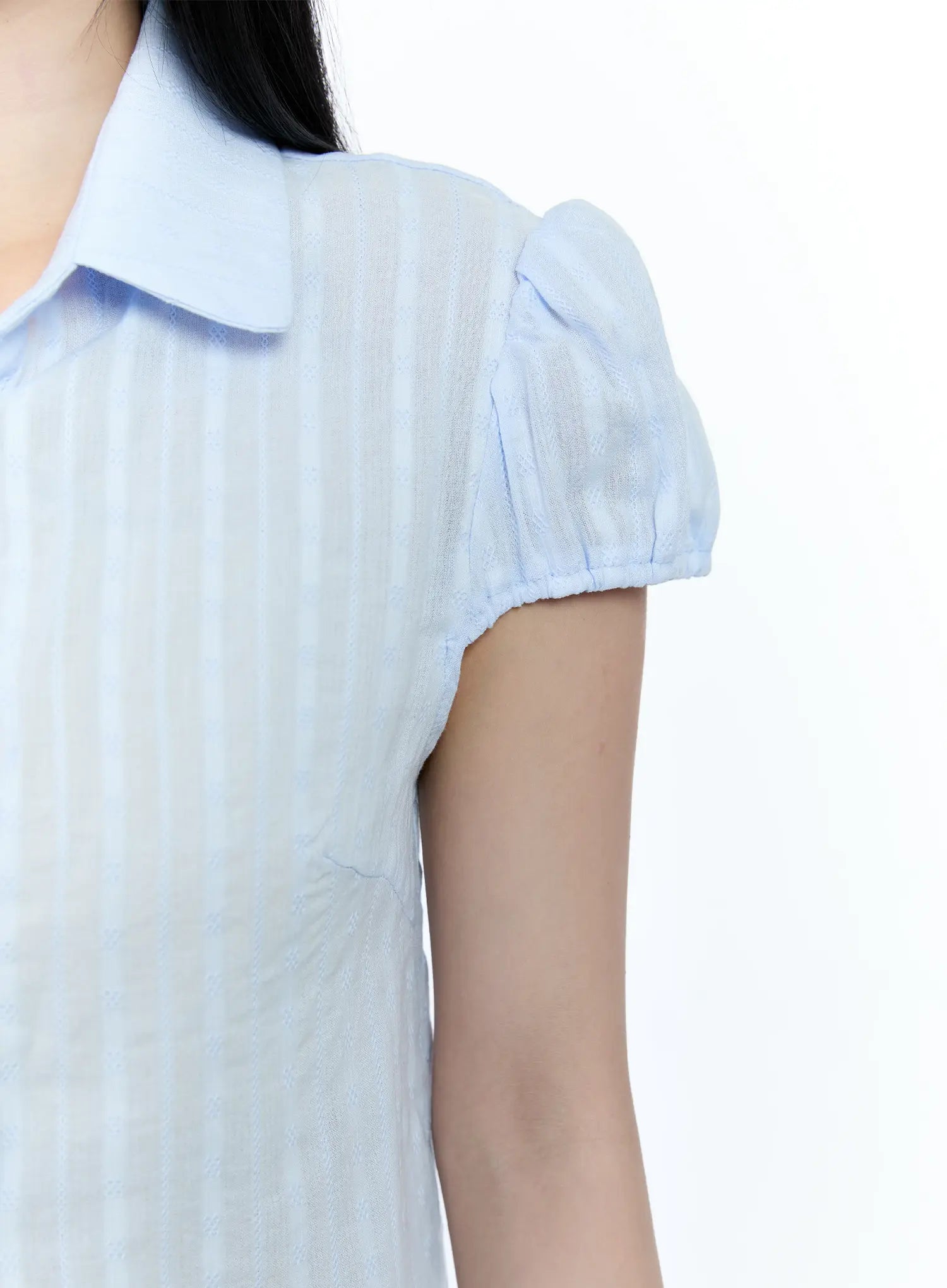 Striped Puff-Sleeve Blouse CG513