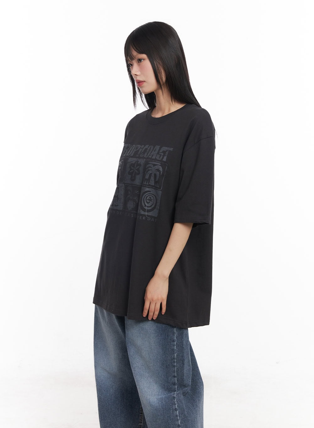 Cotton Graphic Oversized Tee CY514