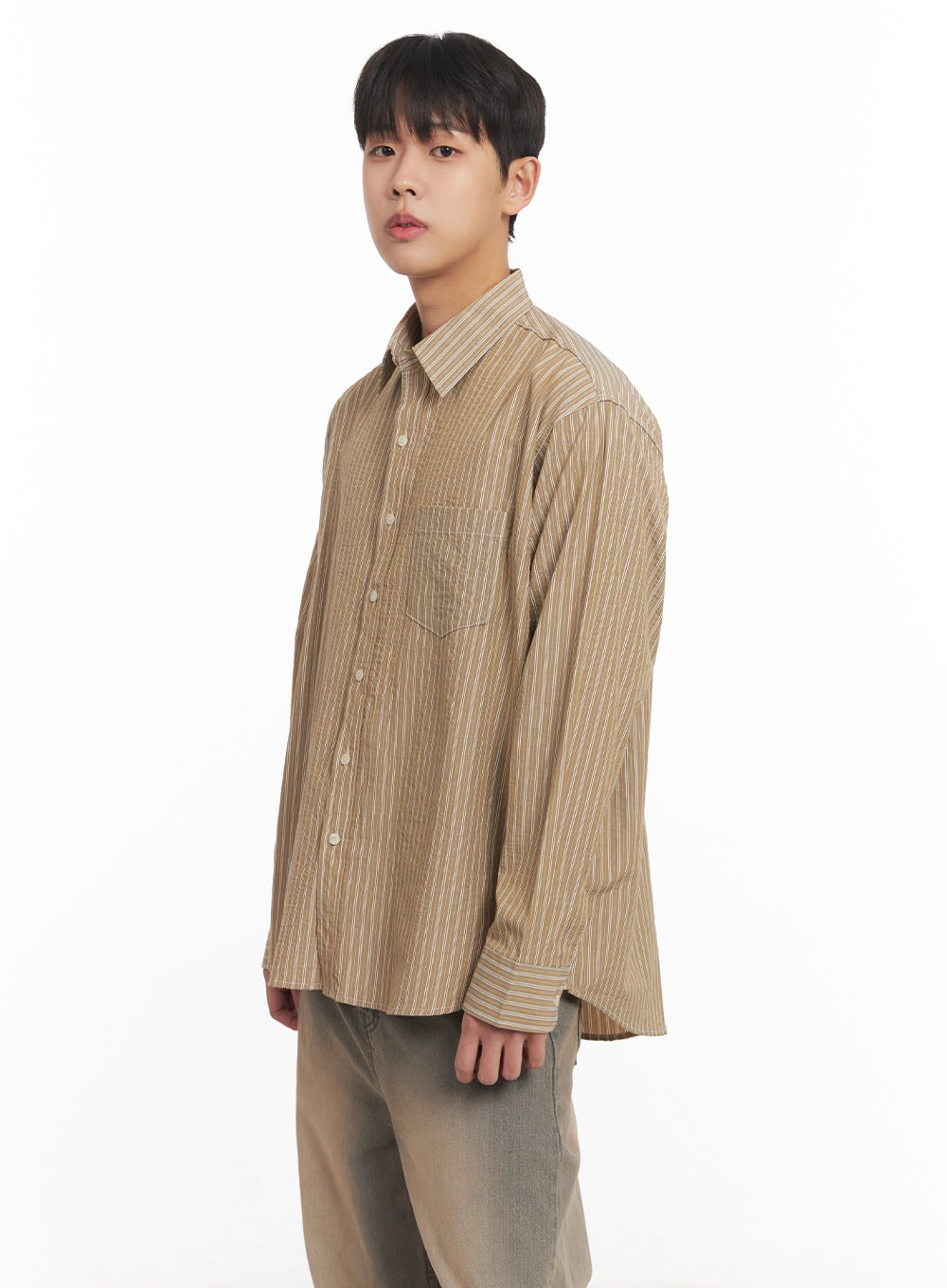 Men's Oversized Stripe Collared Shirt IM514