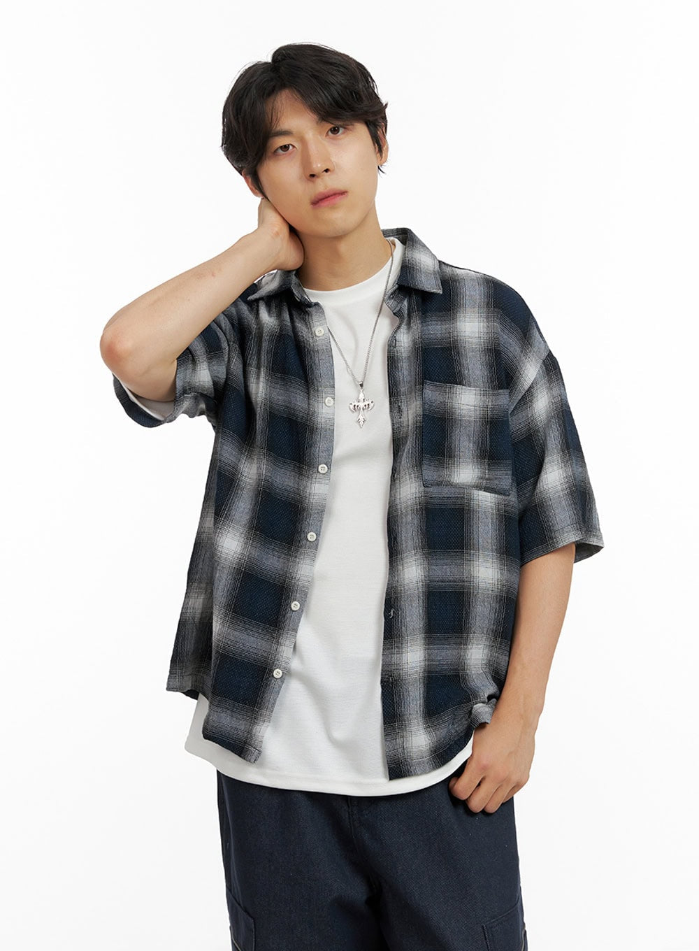 Men's Checkered Collar Shirt IG409