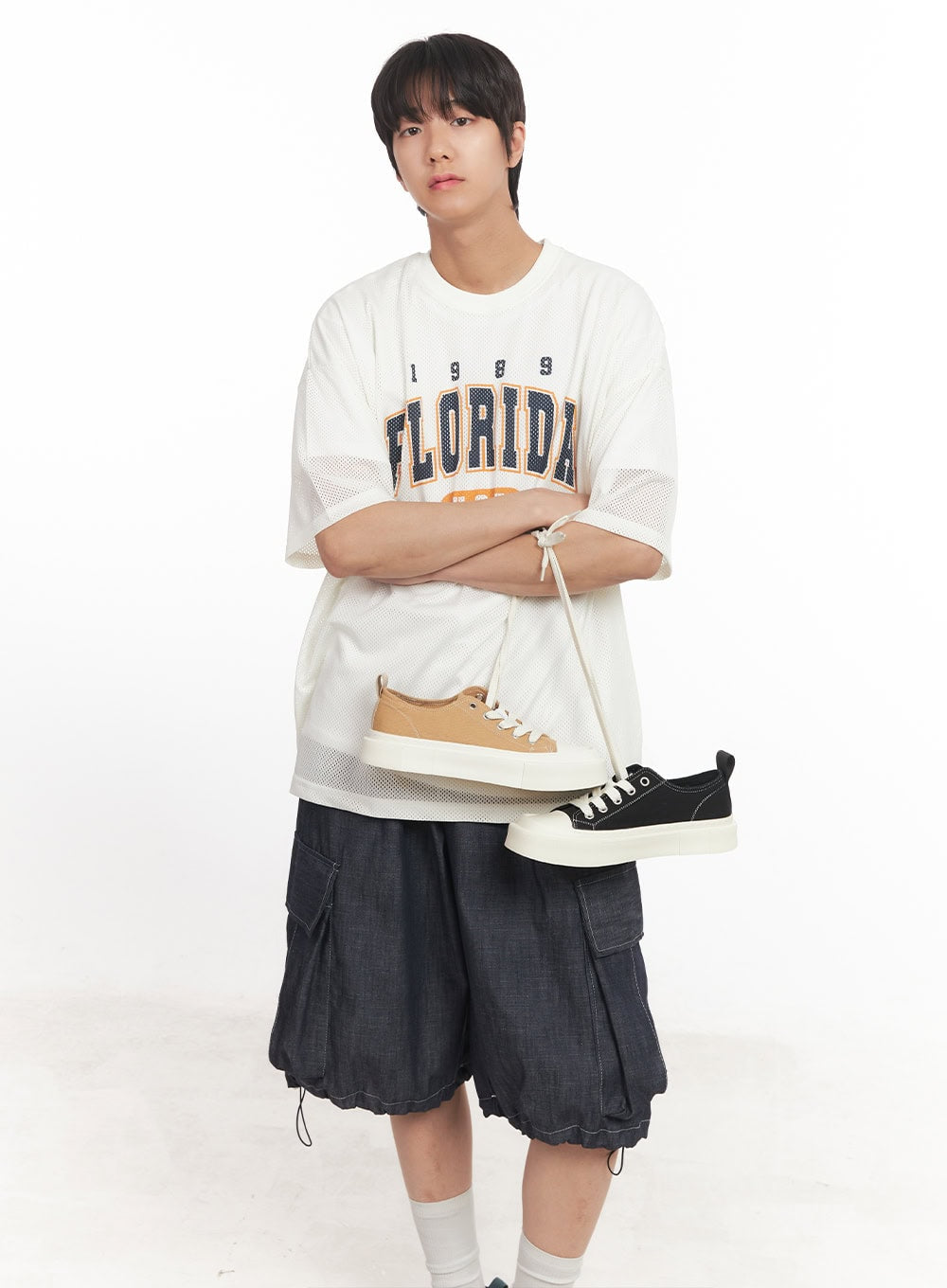 Men's Oversized Graphic Mesh T-Shirt IA510