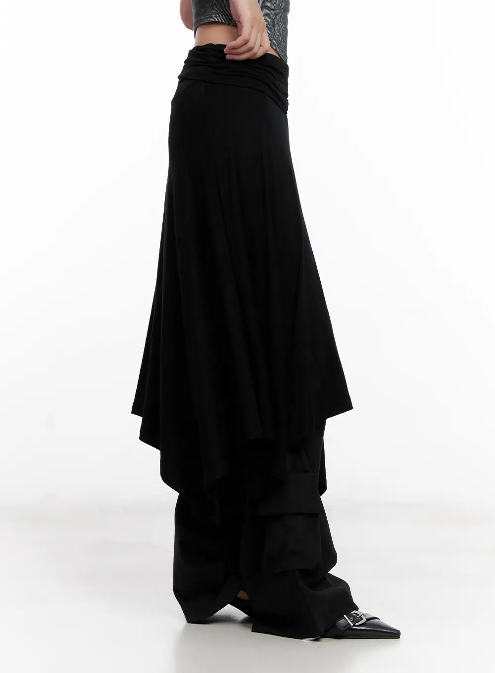 Asymmetric Frill Midi Skirt CL518