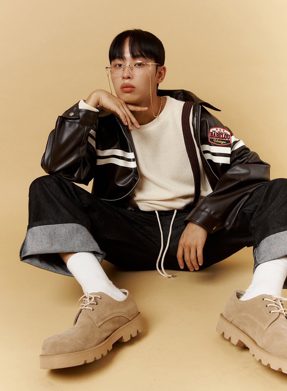 Men's Patched Zip-Up Rider Jacket IO420