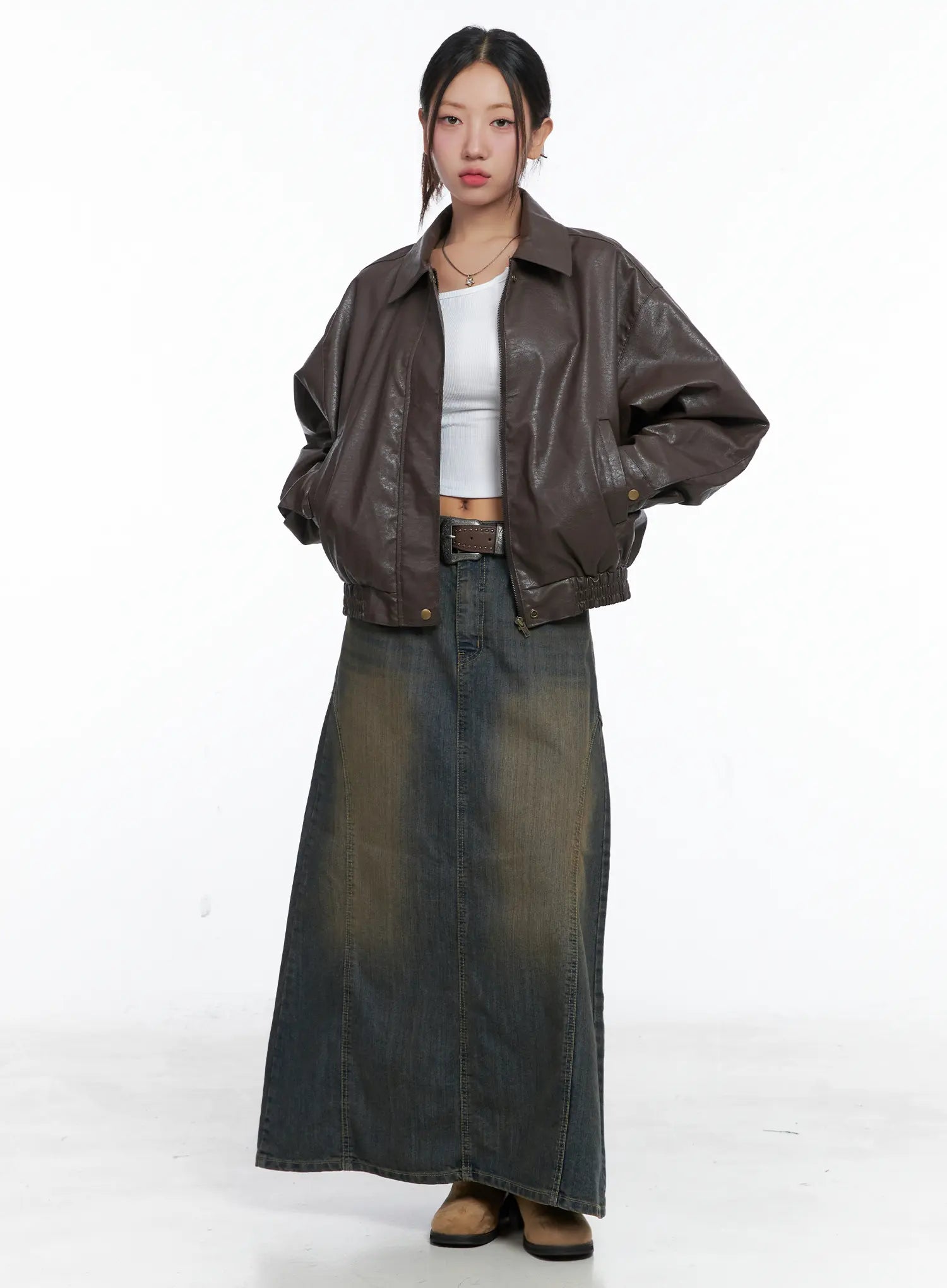 Oversized Vegan Leather Blouson Jacket CS503