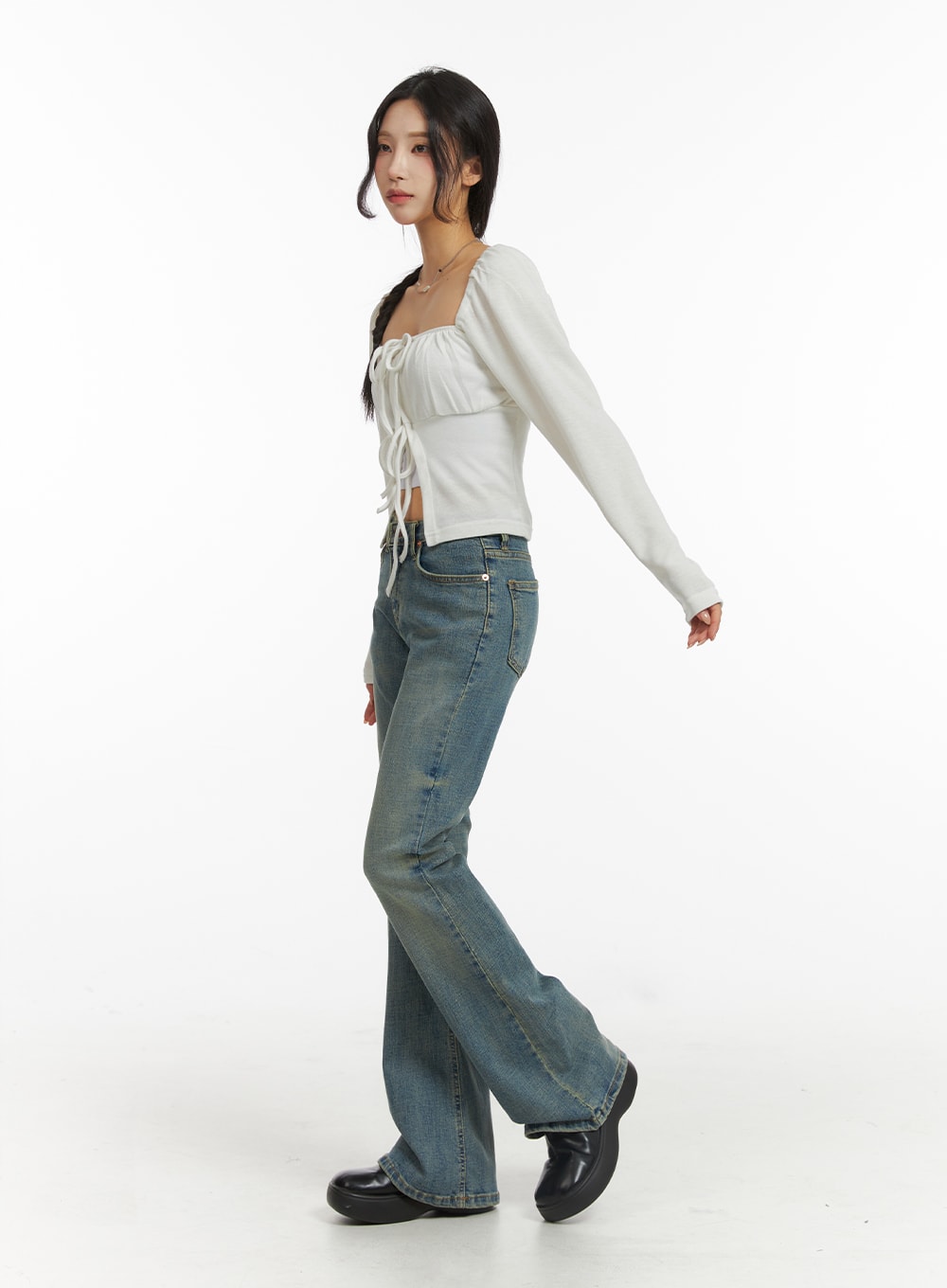 Slim Fit Washed Bootcut Jeans CJ416