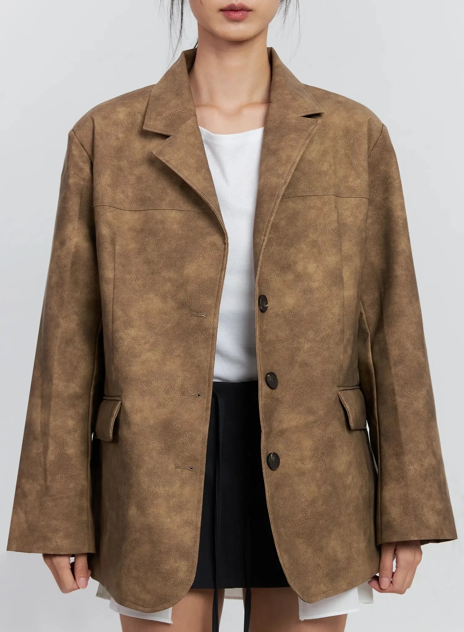 Matte Faux-Leather Jacket IS516