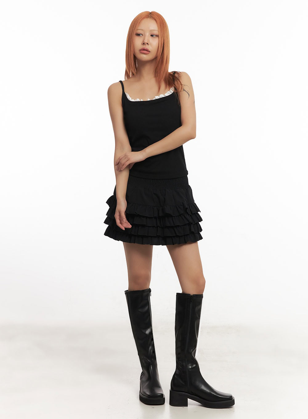 Frill-Trim Square Neck Cami Top IA515