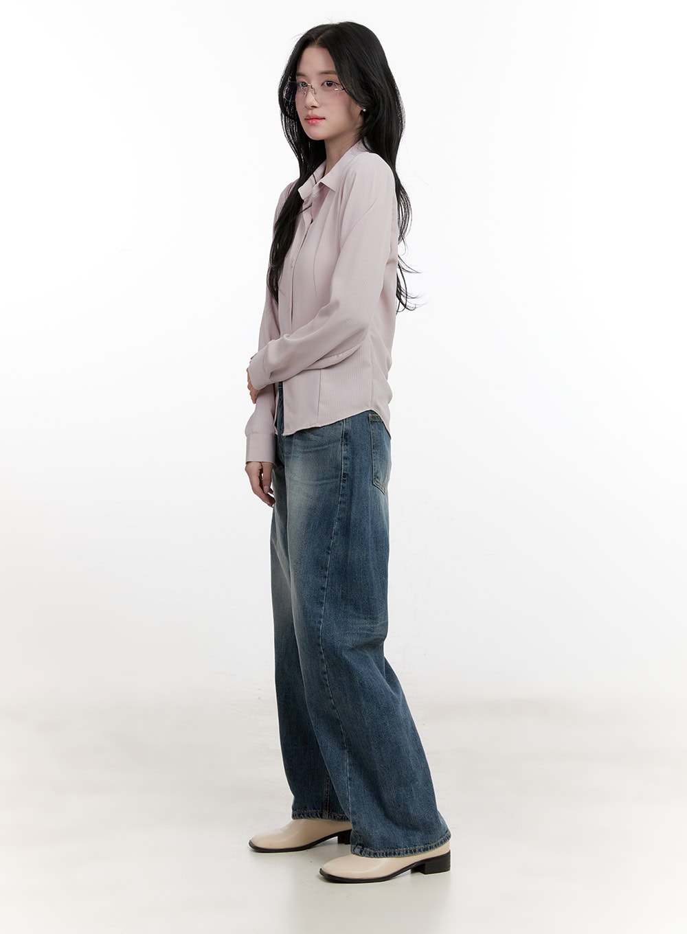 Belle Washed Wide-Leg Jeans CF528