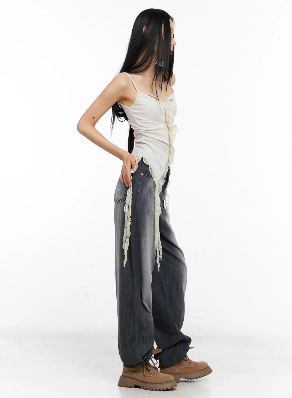 Bomi Washed Wide-Leg Denim Jeans CL529