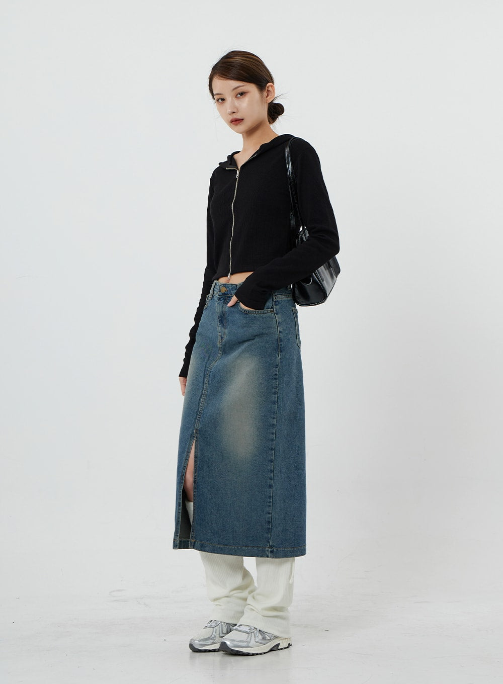 Washing Denim Long Skirt CS19