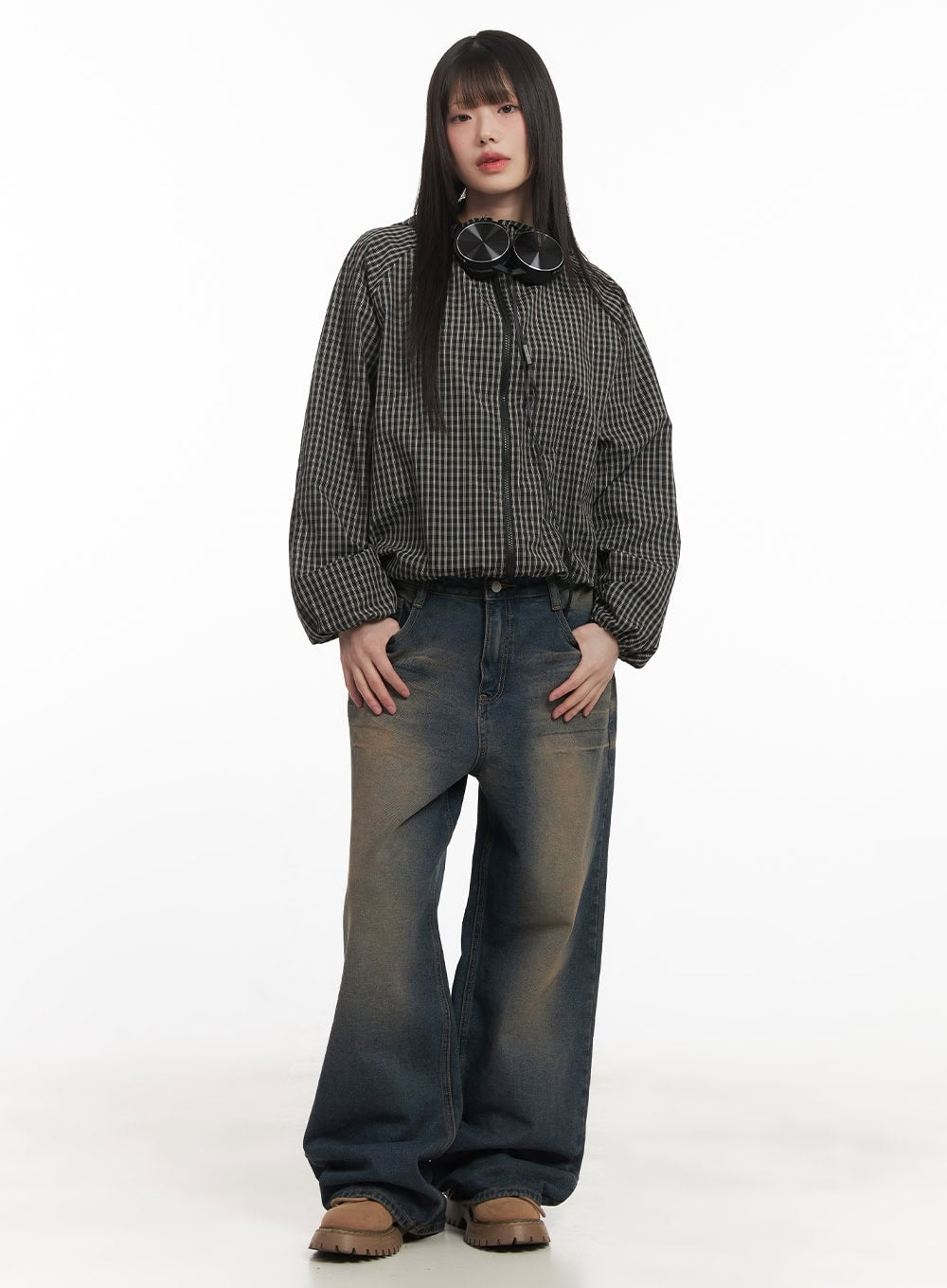 Checkered Hooded Windbreaker Jacket CF519