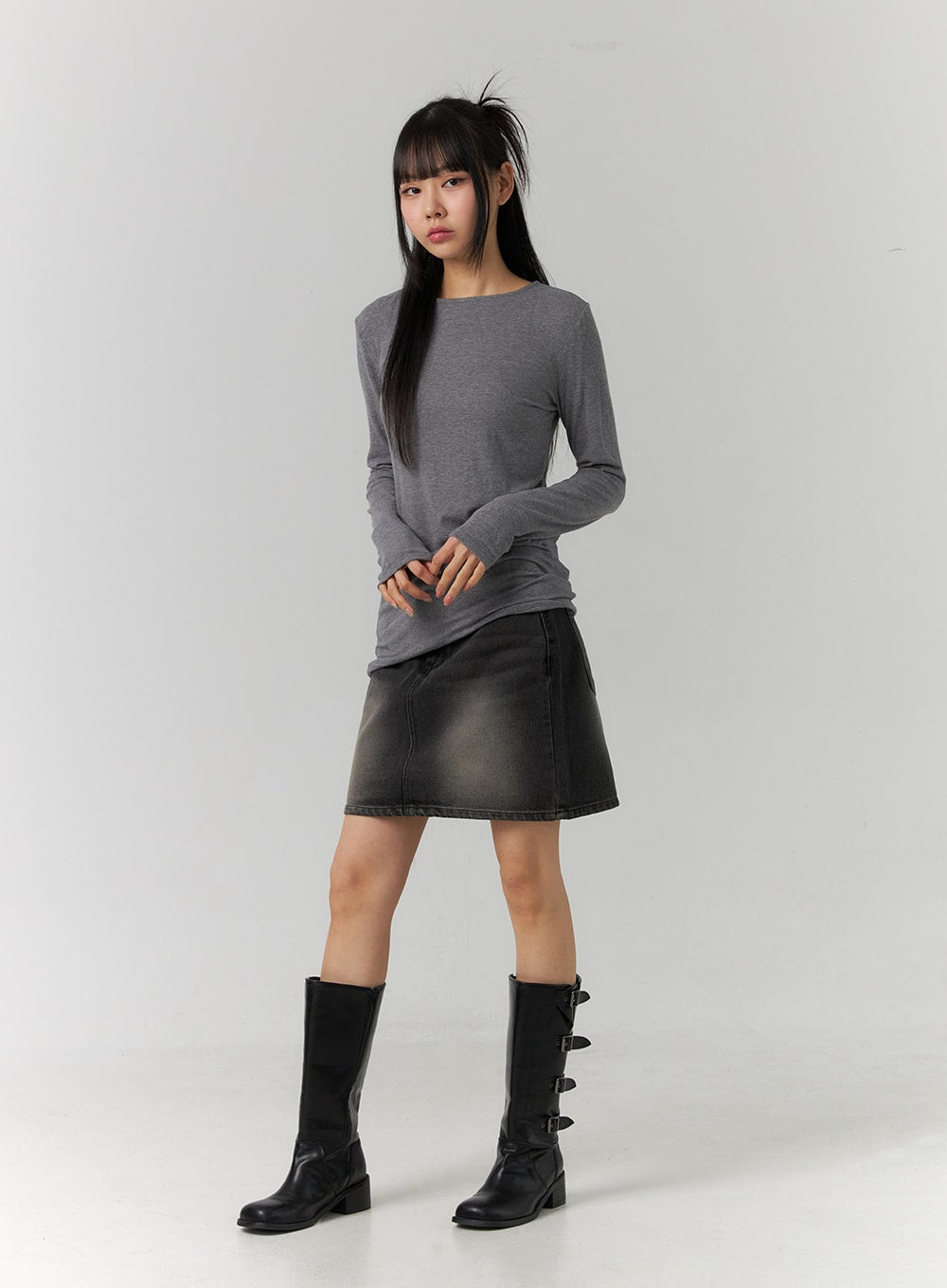 Washed Mini Denim Skirt CD307