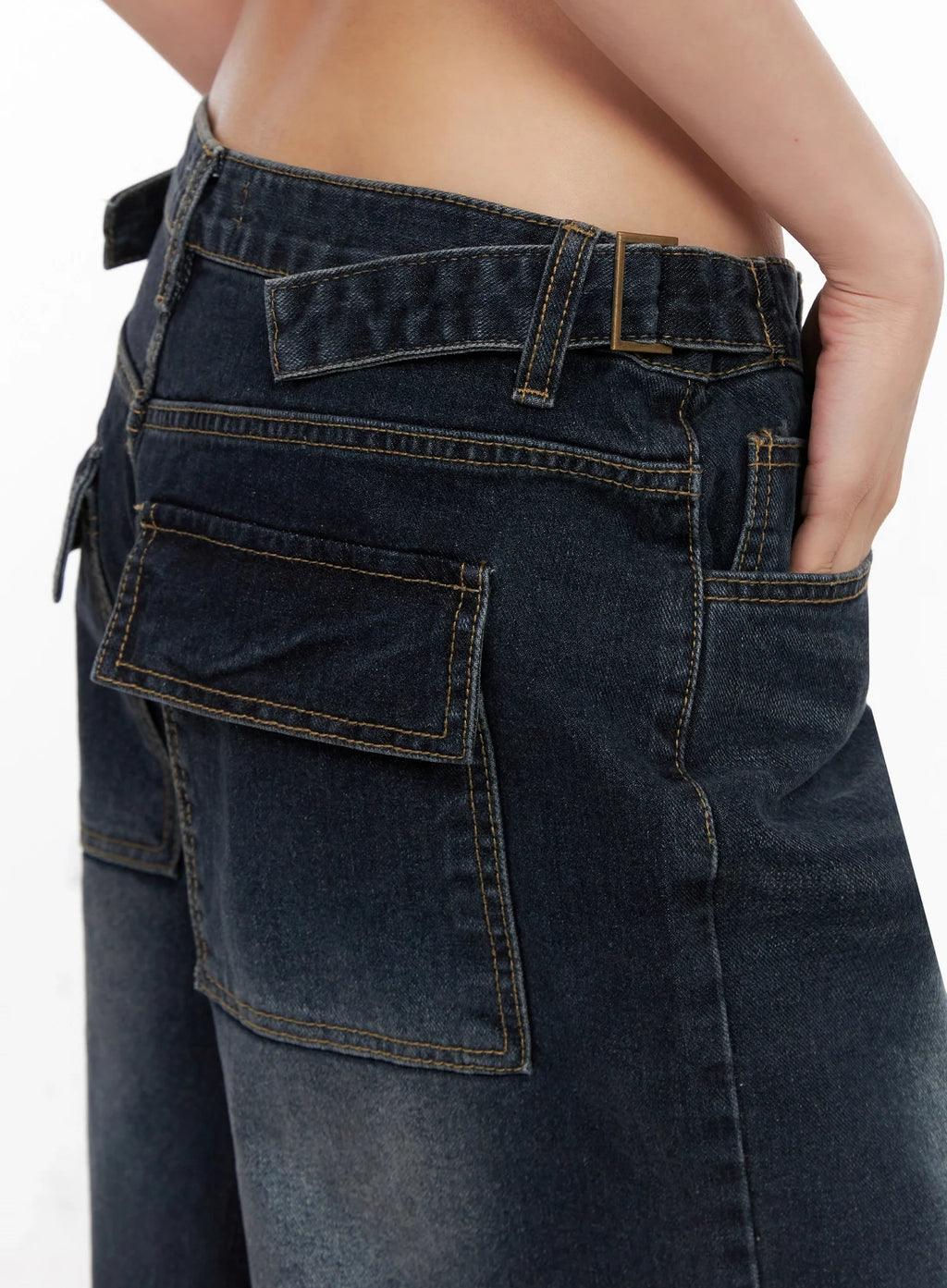 Soyoung Washed Adjustable Wide-Leg Jeans IG508