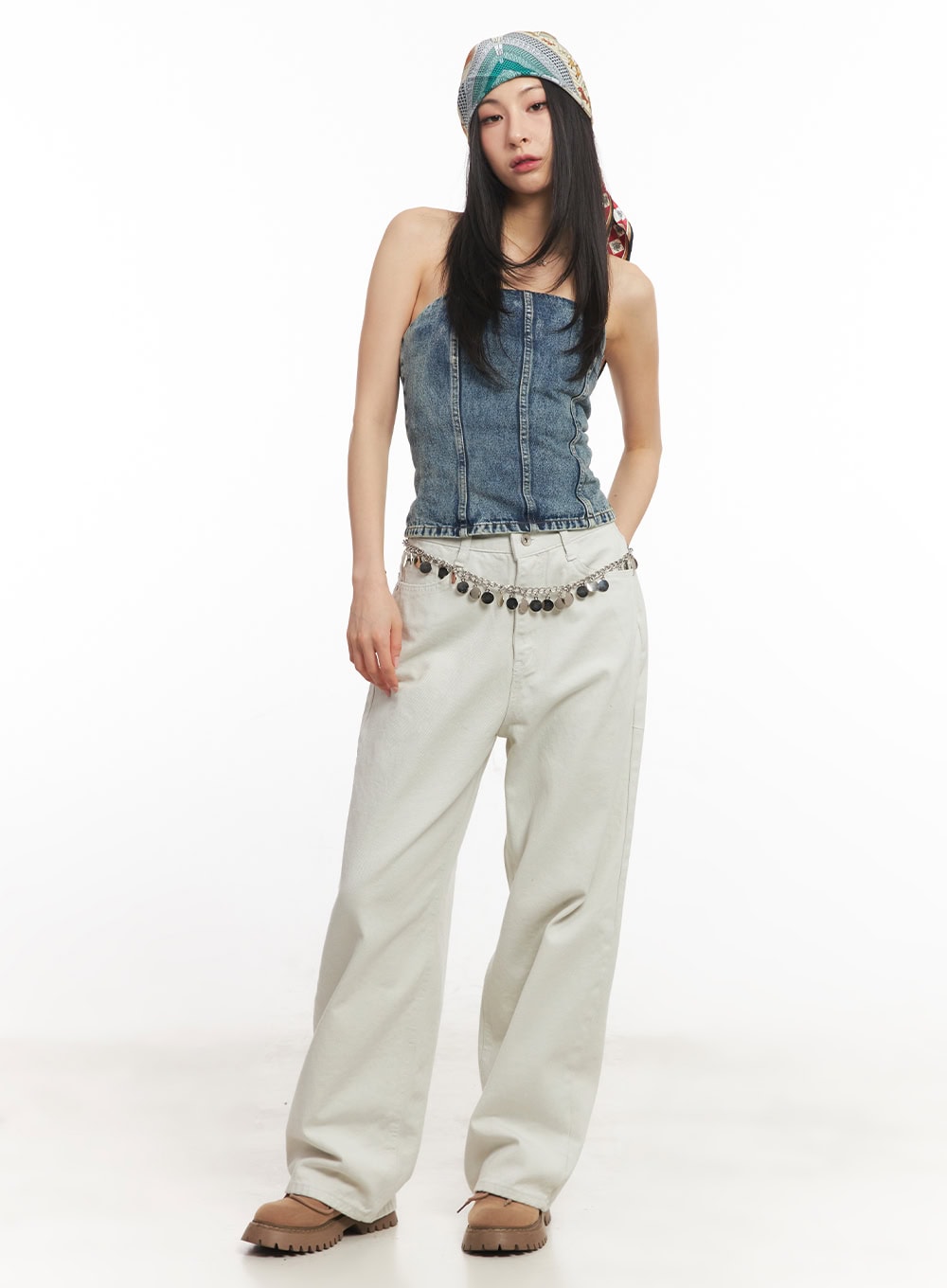 Urban Denim Stitched Tube Top CA503