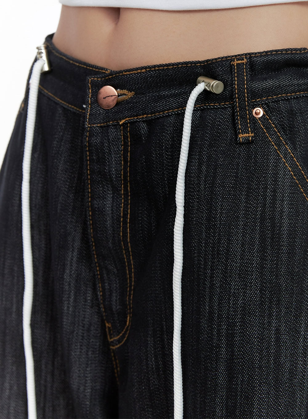 Nixie Casual String-Tie Waist Baggy Jeans CS430