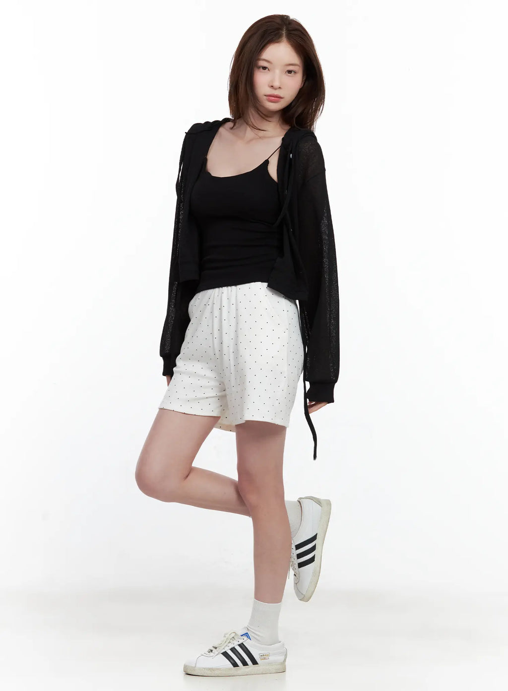 Mesh Button-Up Hoodie Cardigan CL502