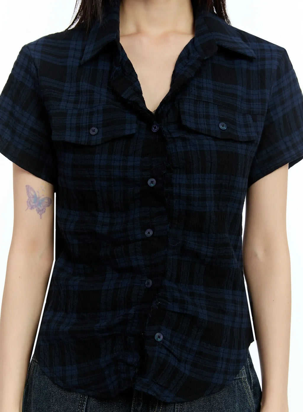 Slim-Fit Plaid Short-Sleeve Shirt IU523