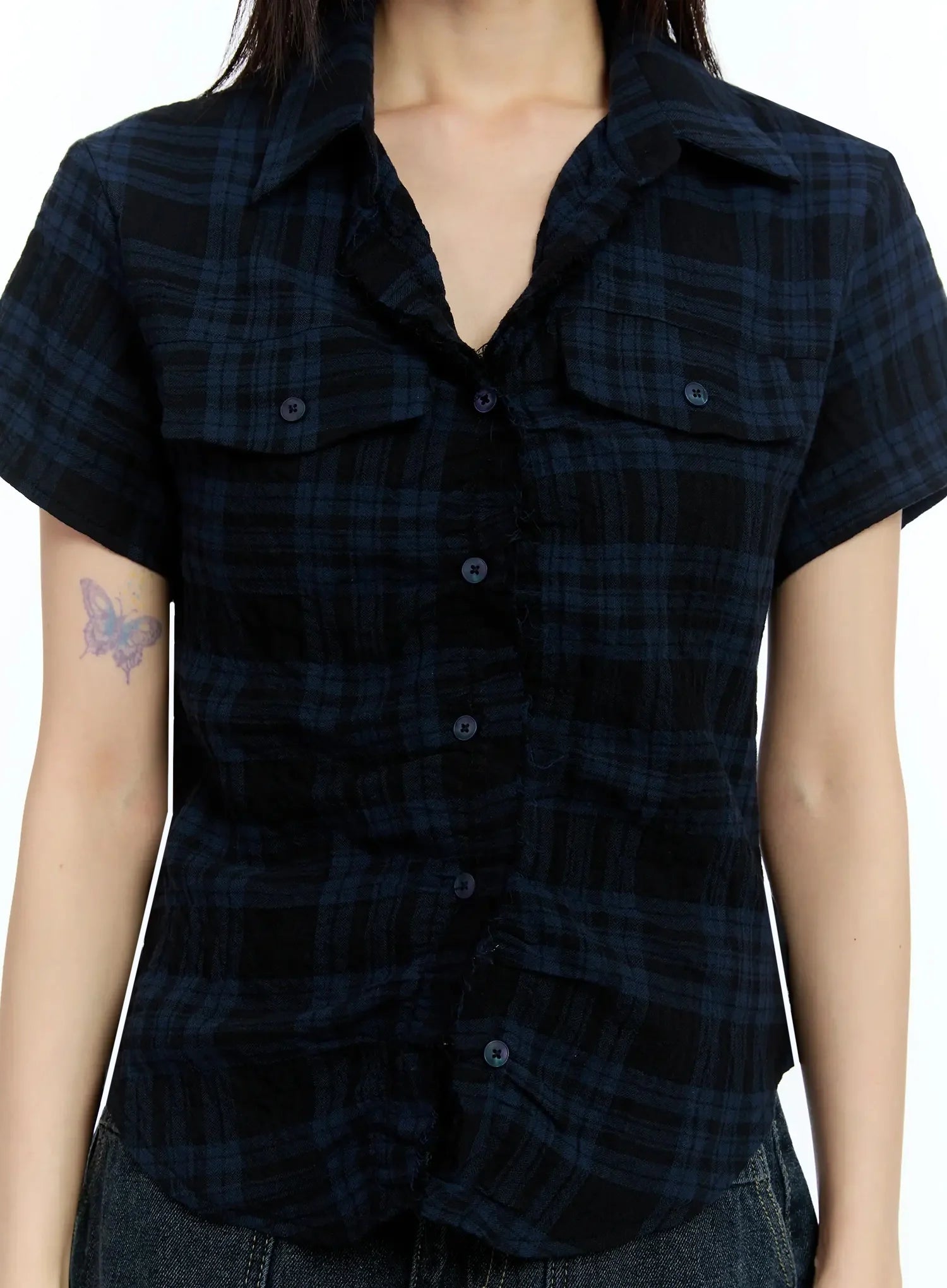 Slim-Fit Plaid Short-Sleeve Shirt IU523