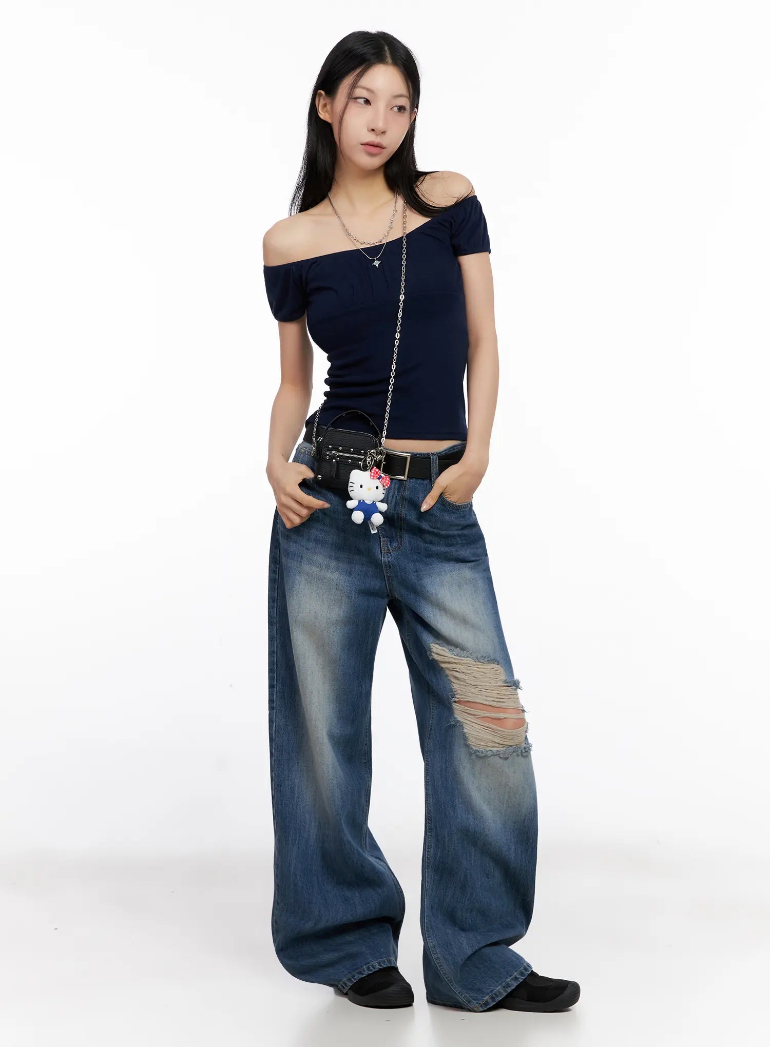 Gingham Bow Kitty Keychain IL531